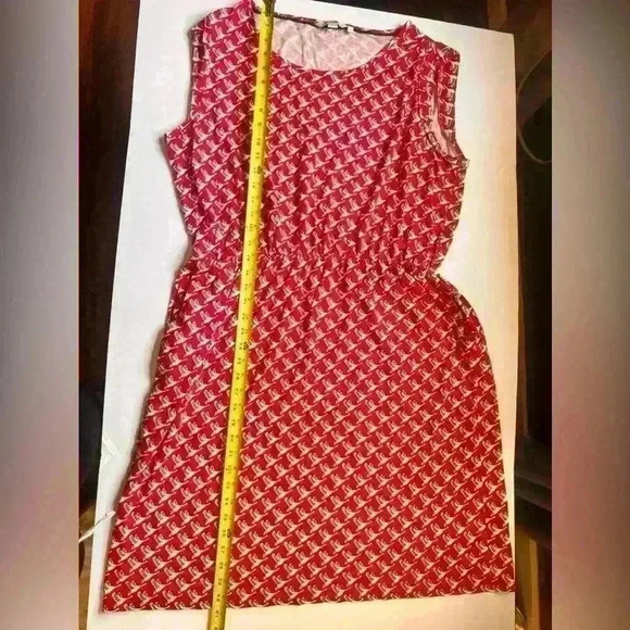 Boden Red Geese print Geometric Modal Tank Dress Size 18Long - Picture 4 of 8